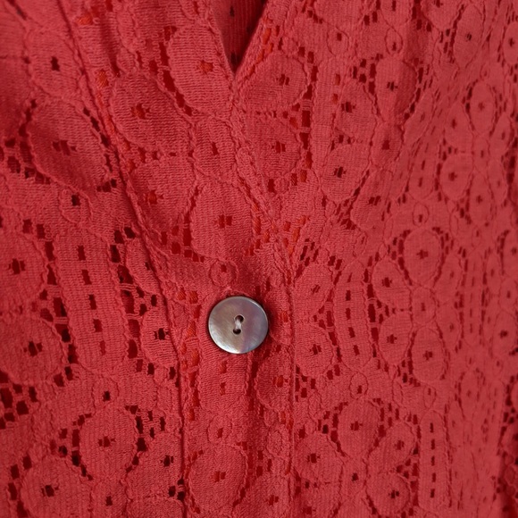 Ruby Rd Favorites Red Lace Button-up Blouse - Picture 3 of 8